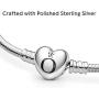 PANDORA Jewelry Moments Heart Clasp Snake Chain Charm Sterling Silver Bracelet
