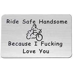 MAOFAED Biker Gift Ride Safe Keychain Ride Safe Handsome Because I Fucking Love You Motocycle Keychain Gift for Biker