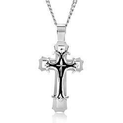 West Coast Jewelry Crucible Stainless Steel Bold Large Layered Statement Cross Pendant Necklace - 24''