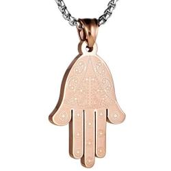 HZMAN Stainless Steel Egyptian Eye Fatima Hamsa Hand Pendant Necklace Success and Protection Lucky