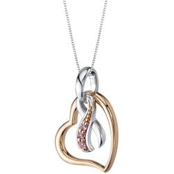 Peora Sterling Silver Cancer Awareness Hope, Fight, Survive Ribbon Pendant Necklace for Women with 18 Inch Chain