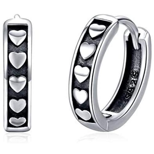 Enamel Heart Hoop Earrings 925 Sterling Silver Love Huggie Earrings Small Tiny Hoop Earrings for Women Hypoallergenic Earrings for Sensitive Ears Heart Love Jewelry Gifts for Women Girls