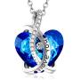 I Love You Jewelry with Ruby Red/Sapphire Blue Heart Birthstone Crystal, Rose Gold/Silver Tone Plating Pendant Valentines Day Necklaces for Women Wife Girls Girlfriend Gifts, 18+2