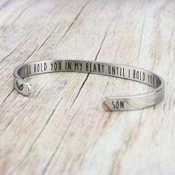 Joycuff Memorial Cuff Bracelet Sympathy Gift for Loss One Loved Remembrance in Memory of Jewelry Engraved I Will Hold You in My Heart Until I Hold You in Heaven