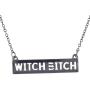 LUX ACCESSORIES Gold Tone Cut Out Witch Bitch Wiccan Bar Necklace