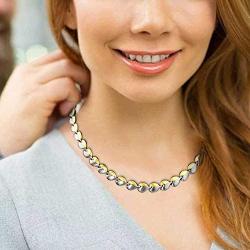 N+NITROLUBE Magnetic Therapy Necklace for Women Stainless Steel Necklace Chain Magnetic Jewelry Relieve Shoulder and Neck Pain (Silver-Gold)