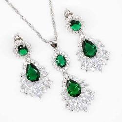 GZJY Water Drop Shape Jewelry Set Royal Blue Crystal Bracelet Necklace Earrings for Women