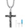 Richsteel Moon Cat/Cross/Angel Wing/Forever in My Heart/Bar/Hourglass Urn Necklace for Women Men Stainless Steel/18K Gold Plated Cremation Jewelry for Human Ashes Waterproof (with Gift Box)