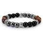 Three Kinds of Beads Black Frosted Stone Tiger Eye Stone Iron Gallstone Spaced Apart Bracelet