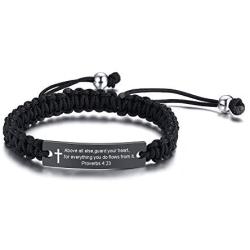 MPRAINBOW Bible Verse Scripture Inspirational Bracelet Religious Faith Christian Jesus Handmade Braided Bracelet for Men Women,Adjustable.