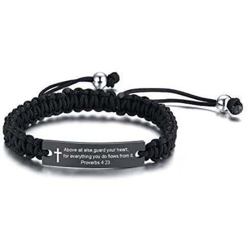 MPRAINBOW Bible Verse Scripture Inspirational Bracelet Religious Faith Christian Jesus Handmade Braided Bracelet for Men Women,Adjustable.