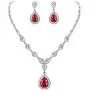 EVER FAITH Austrian Crystal Zircon Wedding Teardrop Necklace Earrings Set Ruby Color Silver-Tone EVER FAITH Austrian Crystal Zircon Wedding Teardrop Necklace Earrings Set Ruby Color Silver-Tone