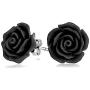 Tiny Floral Earrings 3D Carved Rose Flower Stud Earrings For Women For Teen For Mother Resin Silver Plated Brass 8mm(Multiple Colors Available)