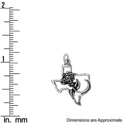 Raposa Elegance Sterling Silver Rose of Texas Map Charm Necklace - Optional Sterling Silver Chain