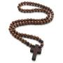 COLORFUL BLING Classic Natural Wood Beads Cross Pendant Necklace for Men Women Religious Rosary Jewelry Handmade Prayer Accessories