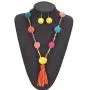 Charm Braided Womens Bohemian Jewelry Set Handmade Colorful Long Seed Beaded Bright Color Chain Pompom Tassel Necklace and Earring