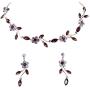 Faship Gorgeous Rhinestone Crystal Floral Necklace Earrings Set