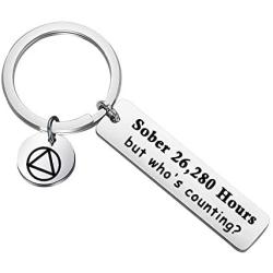 CENWA Sobriety Gift 1 Year 2 Years 3 Years 5 Years Sobriety Anniversary Keychain Recovery Jewelry Sober AF Gift