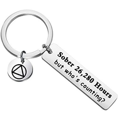 CENWA Sobriety Gift 1 Year 2 Years 3 Years 5 Years Sobriety Anniversary Keychain Recovery Jewelry Sober AF Gift