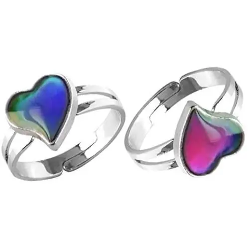 Acchmn Mood Ring Heart Shaped Changing Color Emotion Feeling Finger Ring 2 Pcs with Box Acchmn Mood Ring Heart Shaped Changing Color Emotion Feeling Finger Ring 2 Pcs with Box