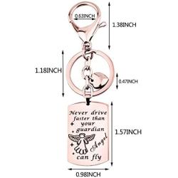 WUSUANED Never Drive Faster Than Your Guardian Angel Can Fly Keychain Bracelet New Driver Gift Sweet 16 Gift