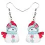NEWEI Cute Acrylic Cartoon Christmas Snowman Earrings Drop Dangle Decoration Costumes Jewelry for Women Girls Gift New Year