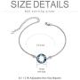 AOBOCO 925 Sterling Silver Bracelet with Swarovski Crystal, Dainty Sis Friendship Jewelry Gift for Women on Birthday Christmas