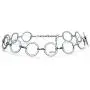 Bling Jewelry Geometric Retro Mod Fashion Large Open Round Circle Choker Necklace for Women for Teen Silver Tone Metal Adjustable