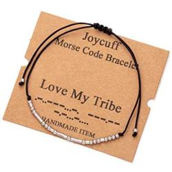 Inspirational Morse Code Encouragement Bracelets for Women Funny Jewelry Gifts for Teen Girls Daughter Sister Best Friend Friendship Adjustable Dainty Silk Beaded Wrap Bracelet
