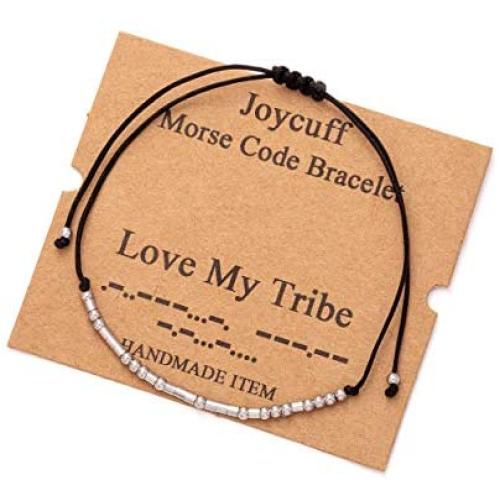Inspirational Morse Code Encouragement Bracelets for Women Funny Jewelry Gifts for Teen Girls Daughter Sister Best Friend Friendship Adjustable Dainty Silk Beaded Wrap Bracelet