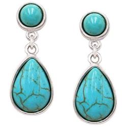 Rosemarie Collections Womens Western Style Turquoise Dangle Teardrop Hypoallergenic Statement Earrings, 1.25