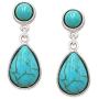 Rosemarie Collections Womens Western Style Turquoise Dangle Teardrop Hypoallergenic Statement Earrings, 1.25