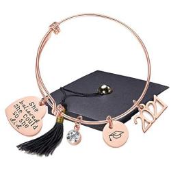 NEWNOVE Class of 2021 Graduation Gifts You are Braver Than You Believe Inspirational Charm Bracelet High School College Graduation Gifts for Her