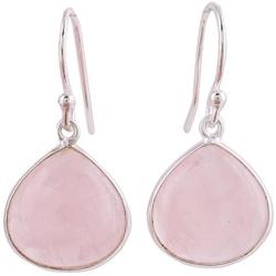 NOVICA Rose Quartz .925 Sterling Silver Dangle Earrings Dancing Soul