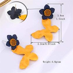 DAMLENG Unique Chic Handmade Bohemian Yellow Matte Flower Butterfly Dangle Drop Stud Earrings for Women Girls Statement Jewelry Gifts
