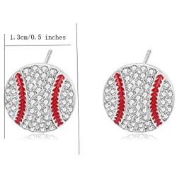 MANZHEN Baseball Softball Crystal Enamel Dangle Earrings Bling Sport Ball Earring Jewelry for Girls