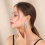 Long Chandelier Tassel Dangle Earrings Clear Austrian Crystal Rhinestone Fringe Drop Earrings for Women Girl Party Jewelry