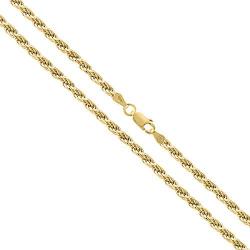 Orostar 10K Yellow Gold 3MM, 3.5MM, 4MM, Diamond Cut Handmade Rope Chain Necklace, 16'' - 30''