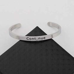 HOLLP Semicolon Jewelry Mental Health Depression Awareness Semicolon Cuff Bracelet Inspirational Jewelry Gift