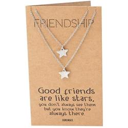 Quan Jewelry Star Pendants Matching Friendship Necklace for 2, Gifts for Her with Greeting Card