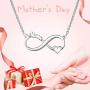 Besilver 925 Sterling Silver Mom and Child Necklace Mommy Infinity Love Mother Daughter Heart Necklace for Mother Grandma Daughter Son Birthday Anniversary