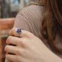 Blue Sapphire Flower Engagement Ring 925 Sterling Silver Wedding Ring Anniversary Jewelry for Women