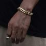 Luxfine 12mm Miami Cuban Link Bracelet 14K REAL Gold Plated Hypoallergenic Premium Stainless Steel Hip Hop Jewelry For Men Women Christmas Birthday Gift (No Color Fade, Double-sided Iced Out Clasp)