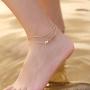 MONOZO Ankle Bracelets for Women, 14k Gold Filled Layered Initial Anklet for Women Dainty Alphabet Letter Charm Beach Ankle Bracelets for Teen Girls