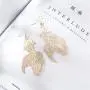 2Pairs Gold Goldfish Drop Earrings Animal Feather Fish Filigree Dangle Statement Earrings Personality Metal Hollow Big Fish Earring for Women Girl Jewelry