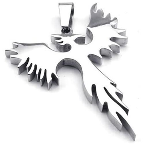 CICI Jewelry Stainless Steel Phoenix Bird Firebird Pendant Biker Mens Necklace, 24 inch Chain