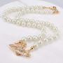 White Pearl Bead Necklaces Crystal Rhinestone Saturn Planet Necklace