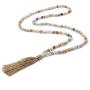 KAMRESH Long Matte Amazonite Stone Necklace Wrap Bracelets with Tassel Pendant Women Men Handmade Jewelry for Yoga Meditation Rosary Prayer