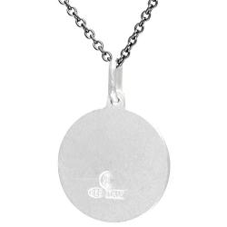 Sterling Silver St Michael Medal Necklace 3/4 inch Round Italy 0.8mm Chain