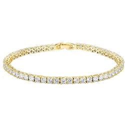 PAVOI 14K Gold Plated 3mm Cubic Zirconia Classic Tennis Bracelet | Gold Bracelets for Women | Size 6.5-7.5 Inch